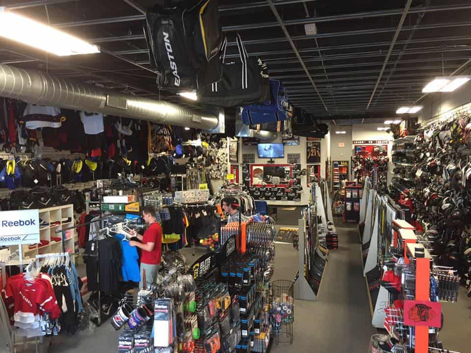 Large store filled with hockey equipment