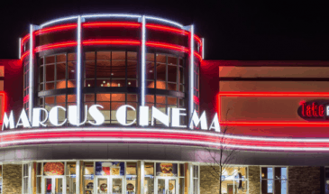Entrance and sign to Marcus Majestic Movie Theater
