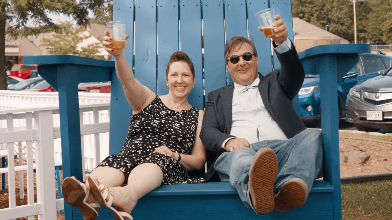 Man and Woman Cheers at the Town of Brookfield Beer Garden