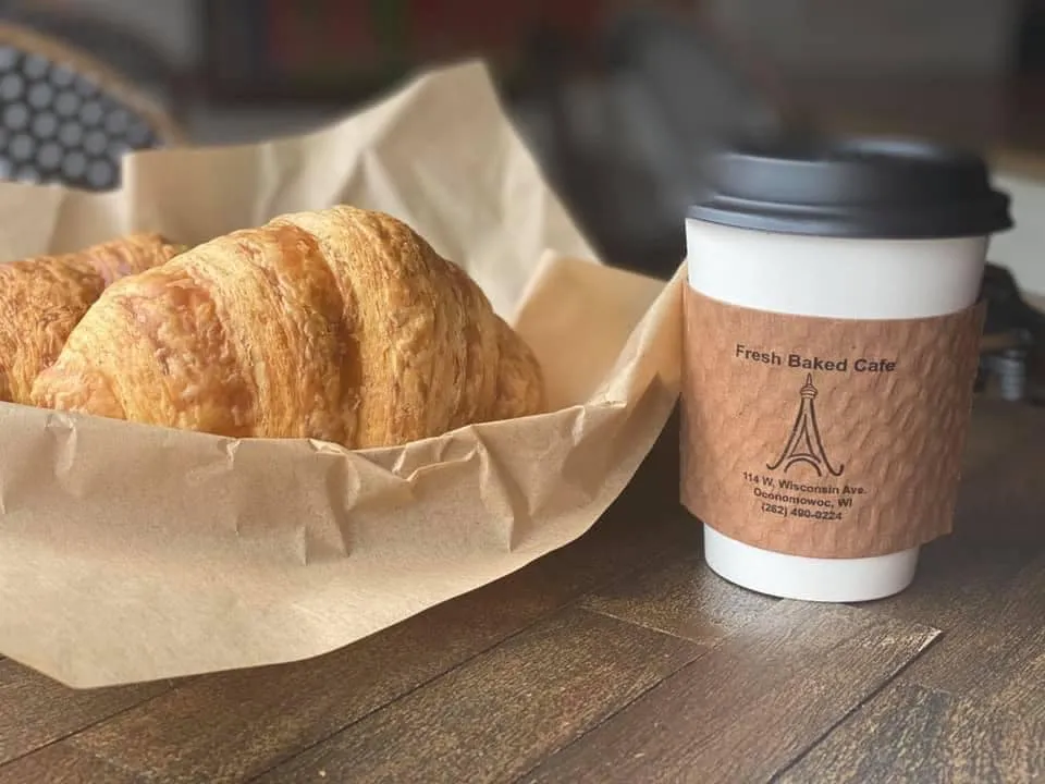 croissant and coffee from fresh baked