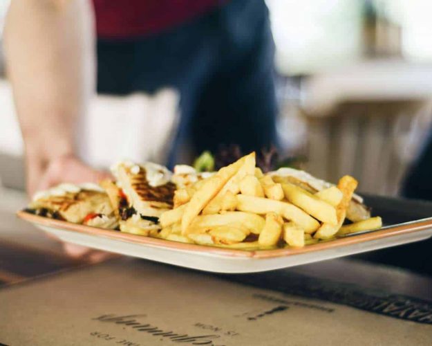 Plate with French Fries and Sandwich