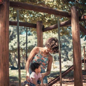 Woman playing with her son